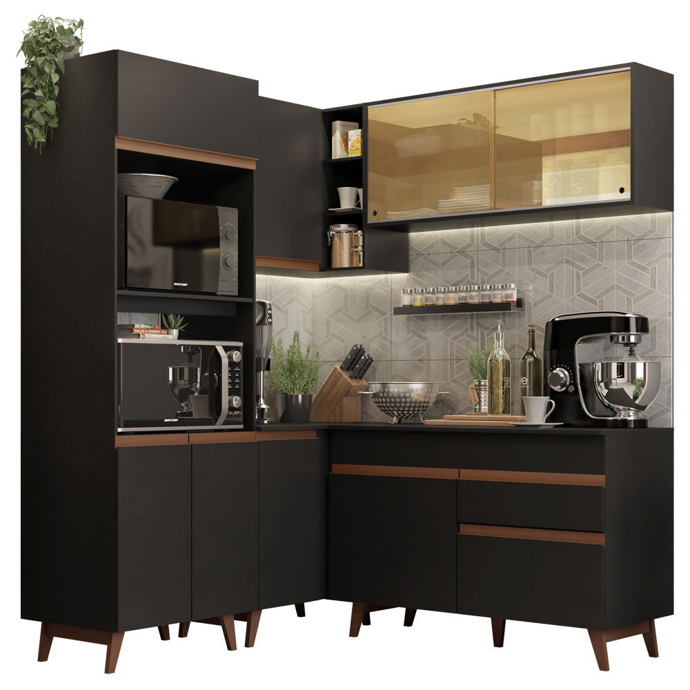 Combo completo de Cocina Esquinera 332cm Negro Reims 01