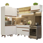 Combo completo de Cocina Esquinera 392 cm 9 Puertas 1 Cajón Blanco Reims Madesa