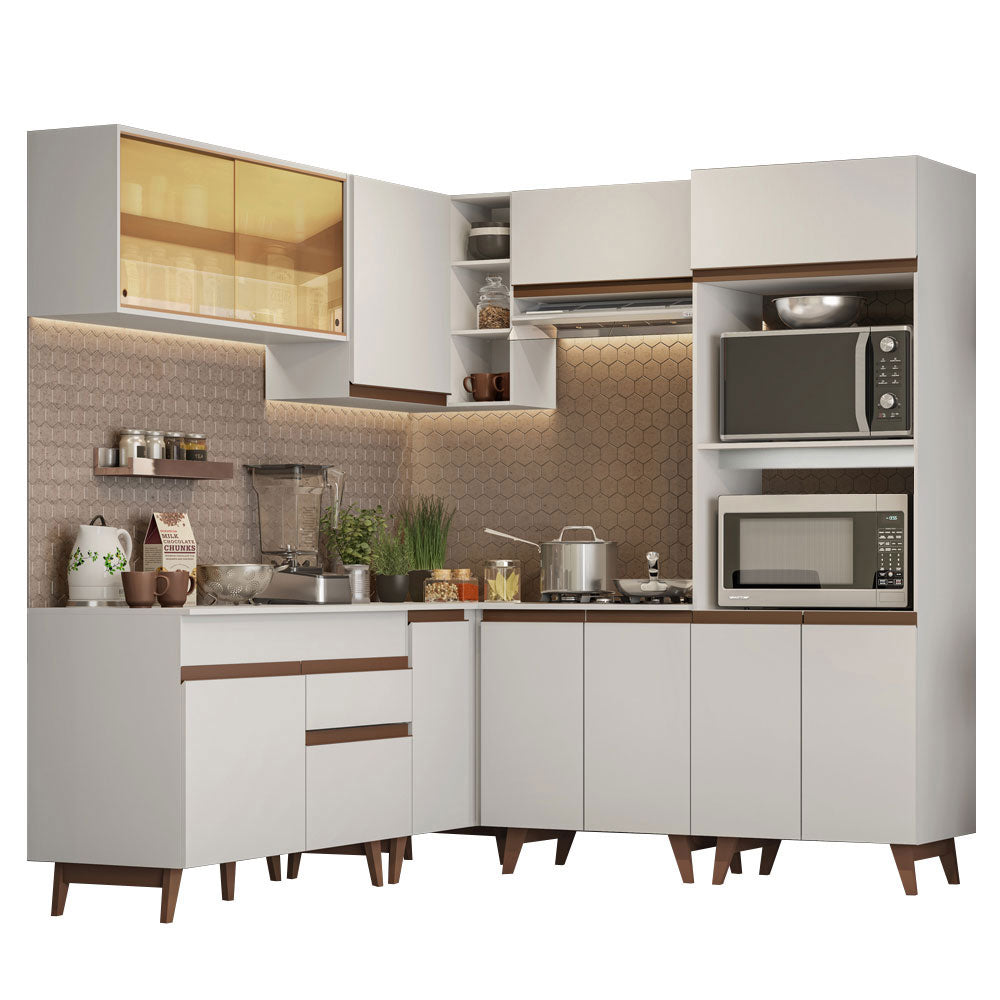 Combo completo de Cocina Esquinera 402 cm 12 Puertas 1 Cajón Blanco Reims Madesa