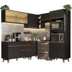 Combo completo de Cocina Esquinera 402 cm 10 Puertas 1 Cajón Negro Reims Madesa