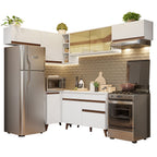 Combo completo de Cocina Esquinera 402 cm 8 Puertas 1 Cajón Blanco Reims Madesa