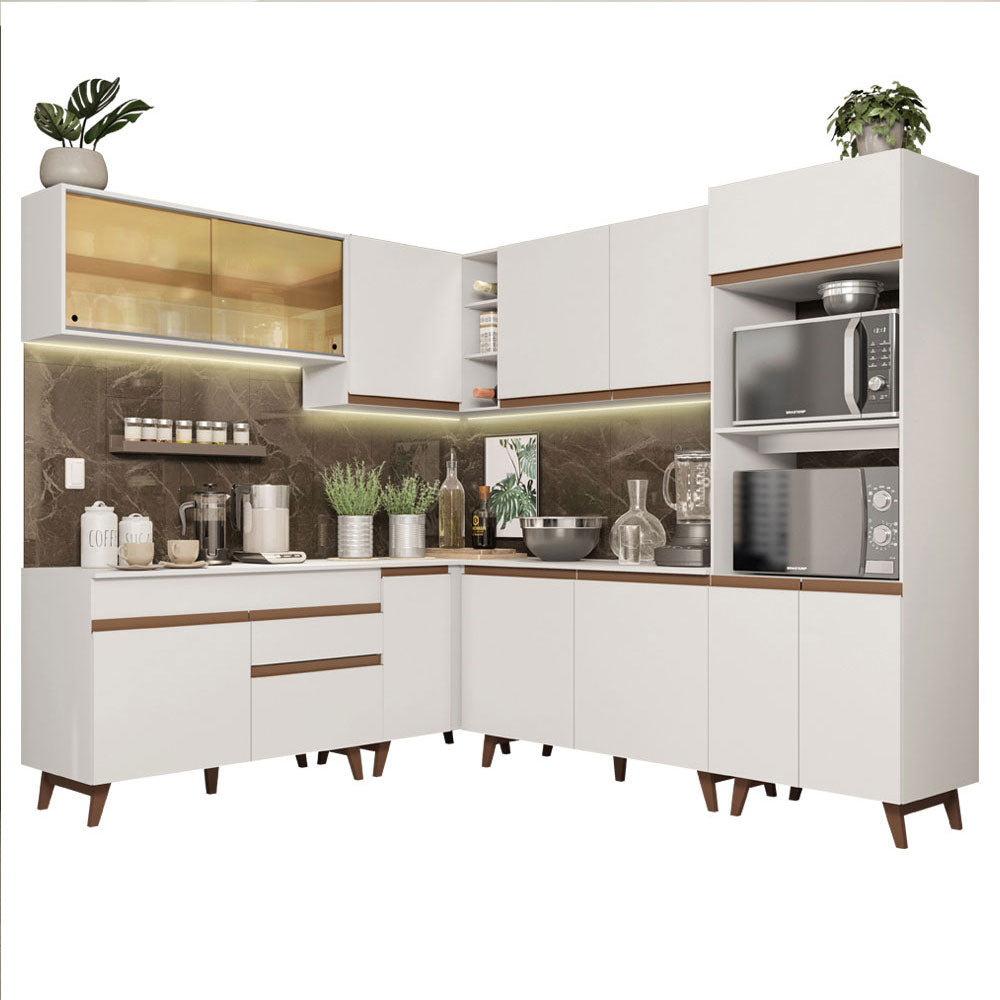 Combo completo de Cocina Esquinera 452 cm 13 Puertas 1 Cajón Blanco Reims Madesa