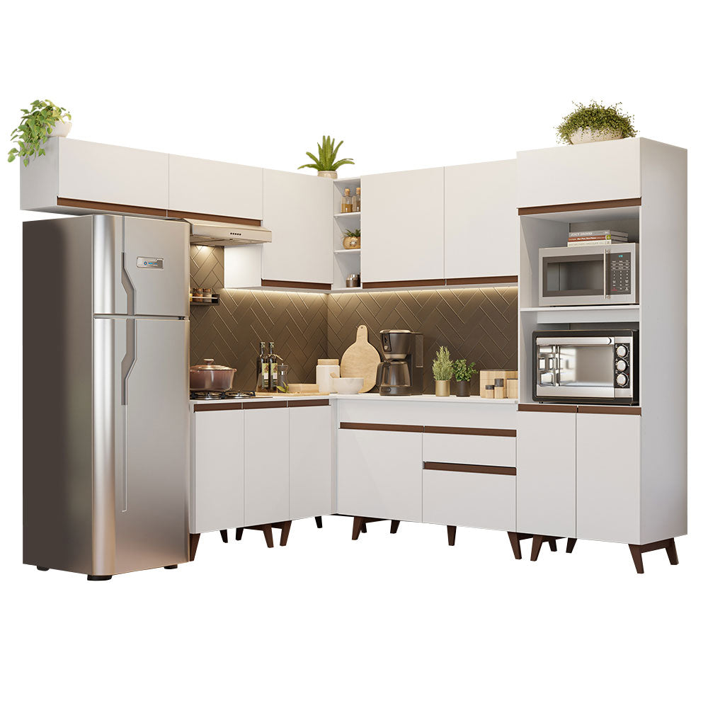 Combo completo de Cocina Esquinera 472 cm 13 Puertas 1 Cajón Blanco Reims Madesa