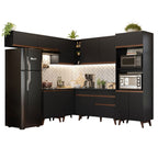 Combo completo de Cocina Esquinera 472 cm 13 Puertas 1 Cajón Negro Reims Madesa