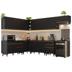 Combo completo de Cocina Esquinera 512 cm 12 Puertas 4 Cajones Negro Reims Madesa
