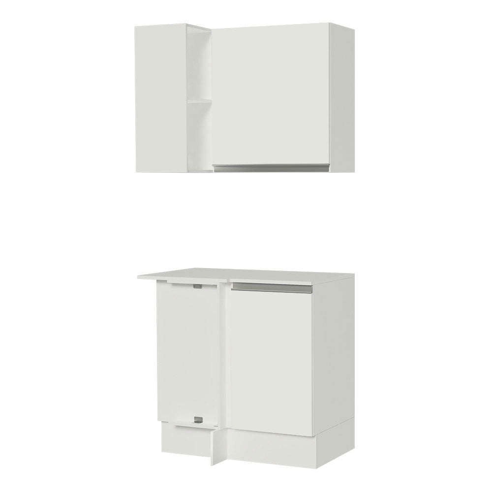 Kit Cocina Esquinera 100% MDF 2 Puertas y Nicho Blanco Smart Madesa