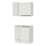 Kit Cocina Esquinera 100% MDF 2 Puertas y Nicho Blanco Smart Madesa