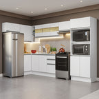 Combo completo de Cocina Esquinera 447 cm 13 Puertas 2 Cajones 100% MDF Blanco Smart Madesa