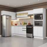 Combo completo de Cocina Esquinera Smart 100% MDF 447 cm 18 Puertas 2 Cajones (Con Mesada) Blanco Madesa