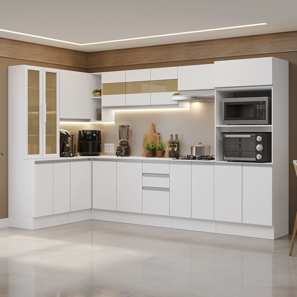 Combo completo de Cocina Esquinero 100% MDF 447 cm Blanco Smart Madesa 02
