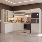 Combo completo de Cocina Esquinera 447 cm 100% MDF Blanco Smart Madesa