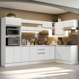 Combo Completo de Cocina Esquinera 100% MDF 448 cm Blanco Smart Madesa 01