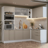 Combo completo de Cocina Esquinero 399 cm Blanco/Crema Vik Madesa 01