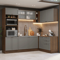 Combo completo de Cocina Esquinera 399 cm 10 Puertas 3 Cajones Sin Mesada Marrón/Gris Vik Madesa