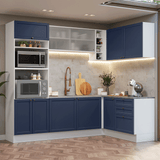Cocina Esquinera 399 cm Vik Blanco/Azul 01