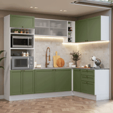 Cocina Esquinera 399 cm Vik Blanco/Verde 01