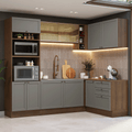 Combo completo de Cocina Esquinera 399 cm 10 Puertas 3 Cajones Sin Mesada Marrón/Gris Vik Madesa