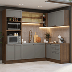 Combo completo de Cocina Esquinera 399 cm 10 Puertas 3 Cajones Sin Mesada Marrón/Gris Vik Madesa