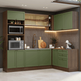 Cocina Esquinera 399 cm Vik Marrón/Verde 02