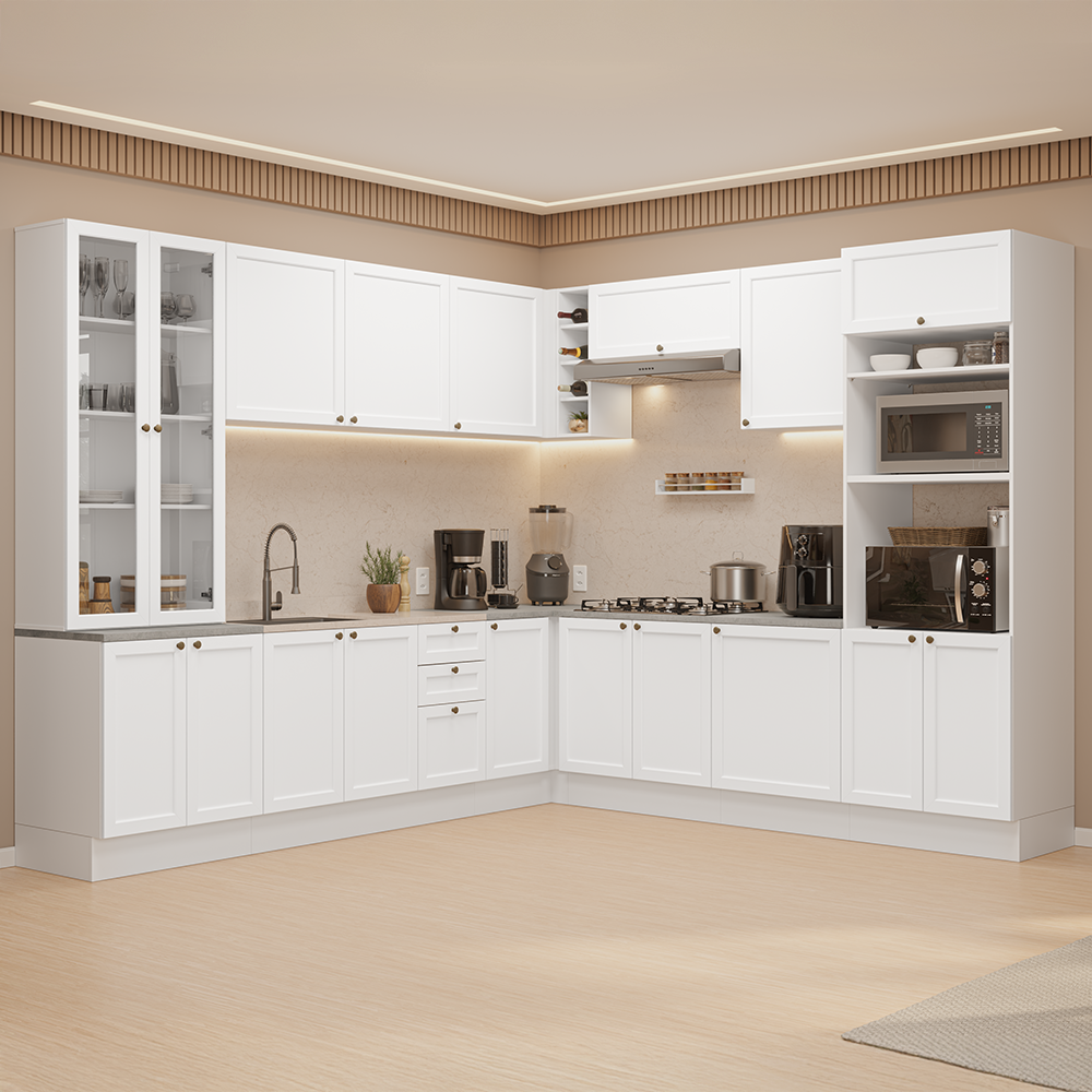 Combo completo de Cocina Esquinero 549 cm Blanco Vik Madesa 01