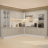 Combo completo de Cocina Esquinero 549 cm Blanco/Crema Vik Madesa 01