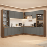 Combo completo de Cocina Esquinero 549 cm Marrón/Gris Vik Madesa 01