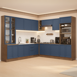 Combo completo de Cocina Esquinero 549 cm Marrón/Azul Vik Madesa 01