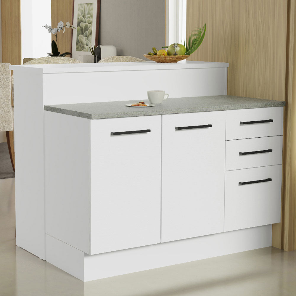 Isla de Cocina con Barra desayunador y Bajo Mesada 120 cm Blanco Agata Madesa
