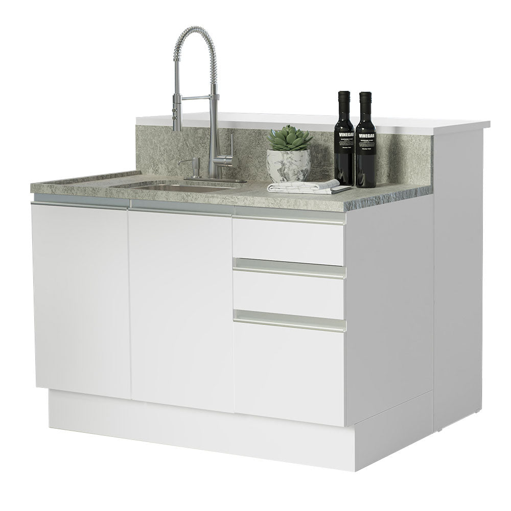 Isla de Cocina con Tapa y bajo mesada Madesa Glamy 120 Blanco