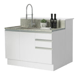 Isla de Cocina con Tapa y bajo mesada Madesa Glamy 120 Blanco