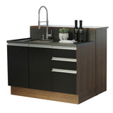 Isla de Cocina con Barra desayunador Madesa 120 Marrón/Negro