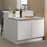 Isla de Cocina con Barra desayunador y Bajo Mesada 120 cm Blanco Lux Madesa
