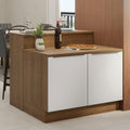 Isla de Cocina con Barra desayunador y Bajo Mesada 120 cm 2 Puertas Marrón/Blanco Lux Madesa
