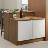 Isla de Cocina con Barra desayunador y Bajo Mesada 120 cm Marrón/Blanco Lux Madesa