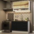 Cocina Compacta 120 cm 4 Puertas 3 Cajones Sin Mesada Blanco/Negro Agata Madesa
