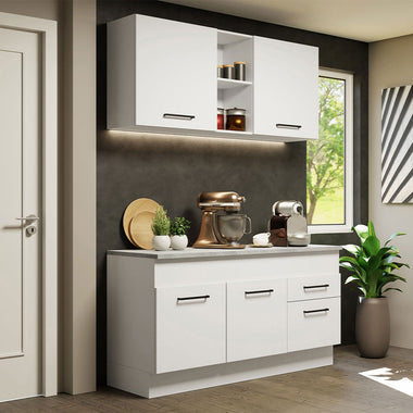 Cocina Compacta 150 cm 4 Puertas 2 Cajones Blanco Agata Madesa
