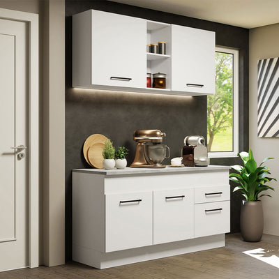 Cocina Compacta 150 cm 4 Puertas 2 Cajones Blanco Agata Madesa