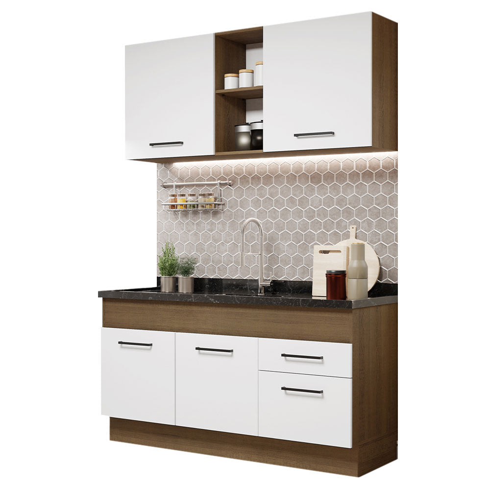 Combo de Cocina 150cm Marrón/Blanco Agata Madesa 02
