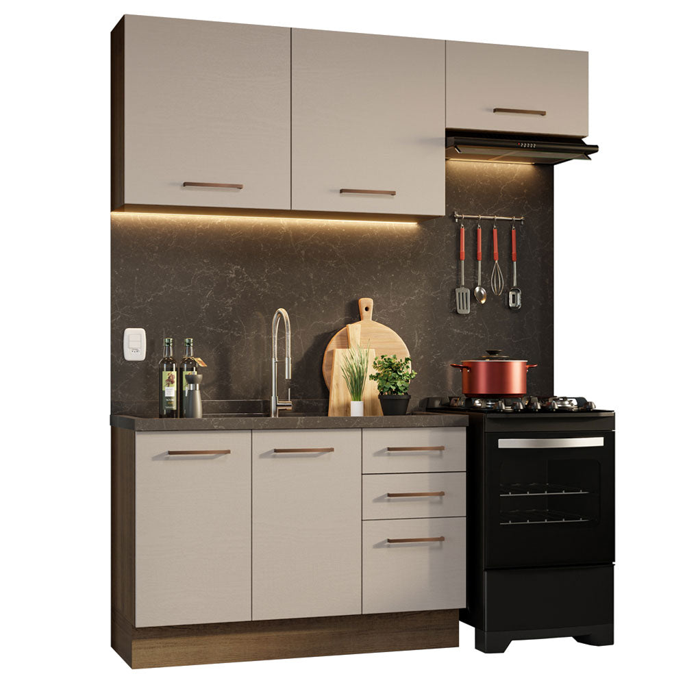 Combo de Cocina 180cm Marrón/Crema Agata Madesa 09