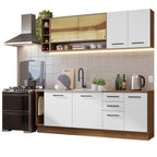 Kit Completo de Cocina 220 cm 7 Puertas 3 Cajones Sin Mesada Marrón/Blanco Agata Madesa