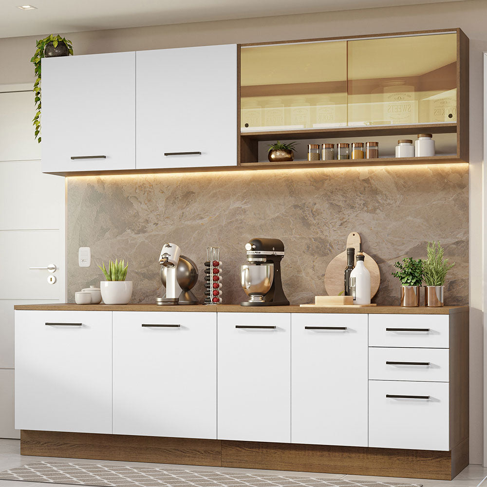 Combo completo de Cocina 240cm Marrón/Blanco 60cm de Profundidad Agata Madesa 01