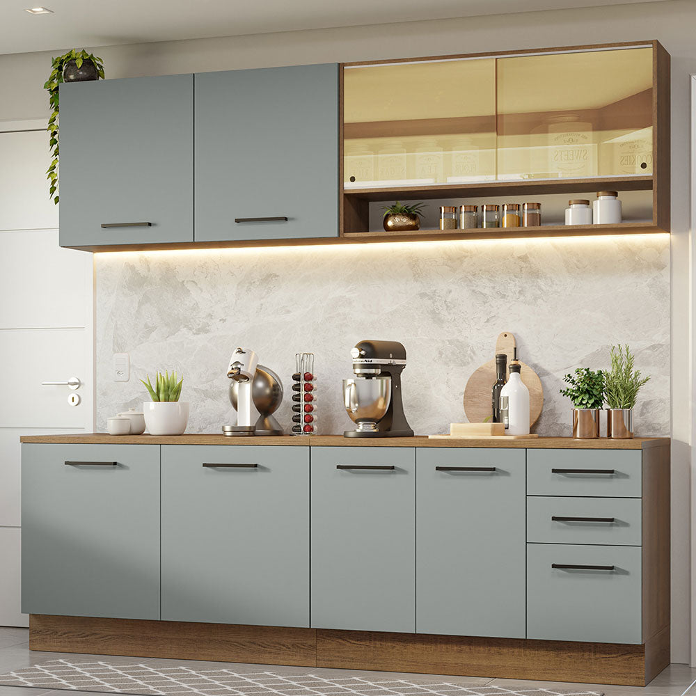 Combo completo de Cocina 240cm Marrón/Gris 60cm de Profundidad Agata Madesa 01