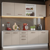 Combo completo de Cocina 240cm Blanco/Crema 60cm de Profundidad Agata Madesa 02