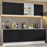 Combo Completo de Cocina 240 cm Blanco/Negro 60 cm de Profundidad Agata Madesa 02