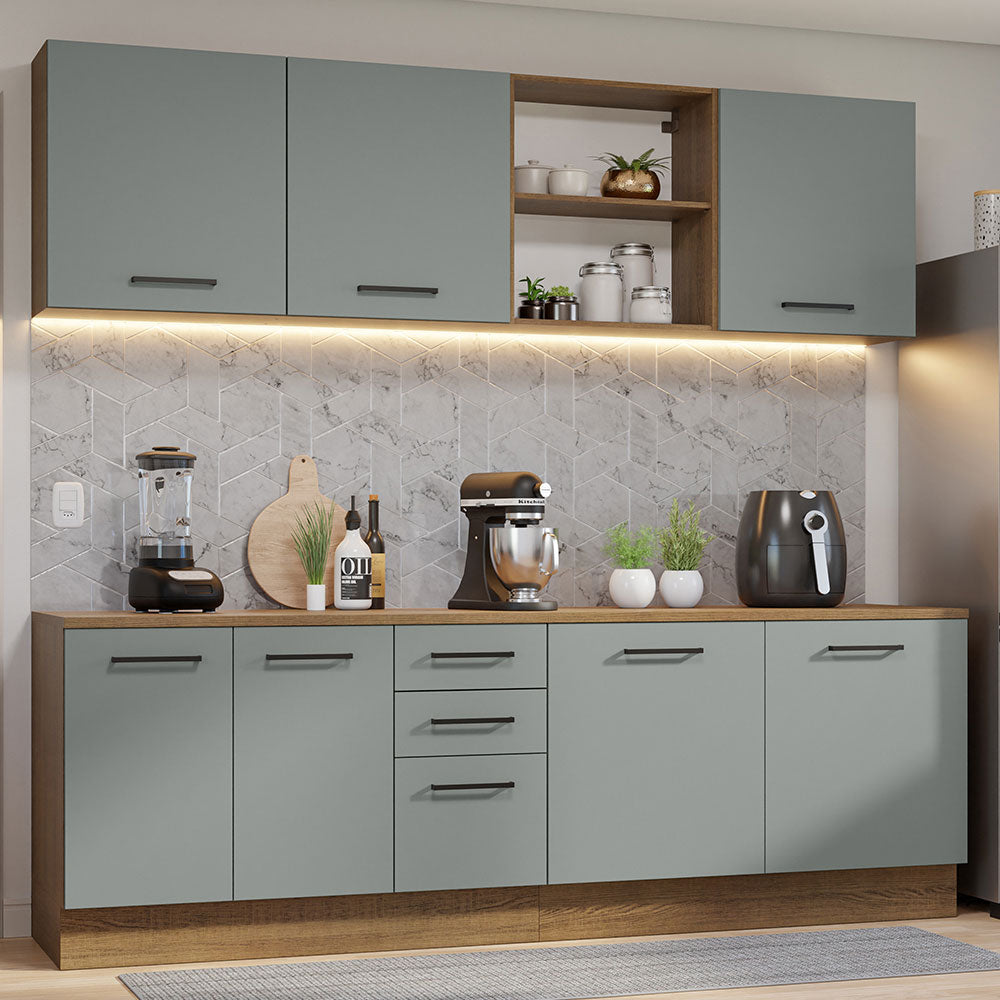 Combo completo de Cocina 240cm Marrón/Gris 60cm de Profundidad Agata Madesa 02