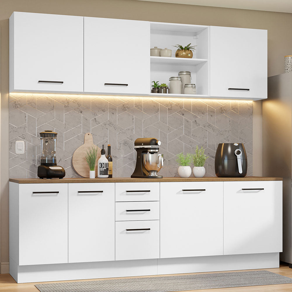 Combo completo de Cocina 240cm Blanco/Marrón 60cm de Profundidad Agata Madesa 02