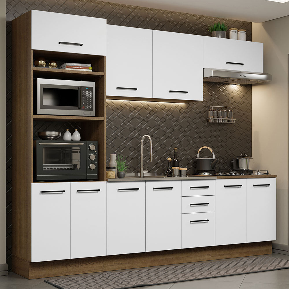 Combo completo de Cocina 270cm Marrón/Blanco Agata Madesa 01