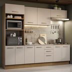 Combo completo de Cocina 270 cm 10 Puertas 3 Cajones Sin Mesada Marrón/Crema Agata Madesa