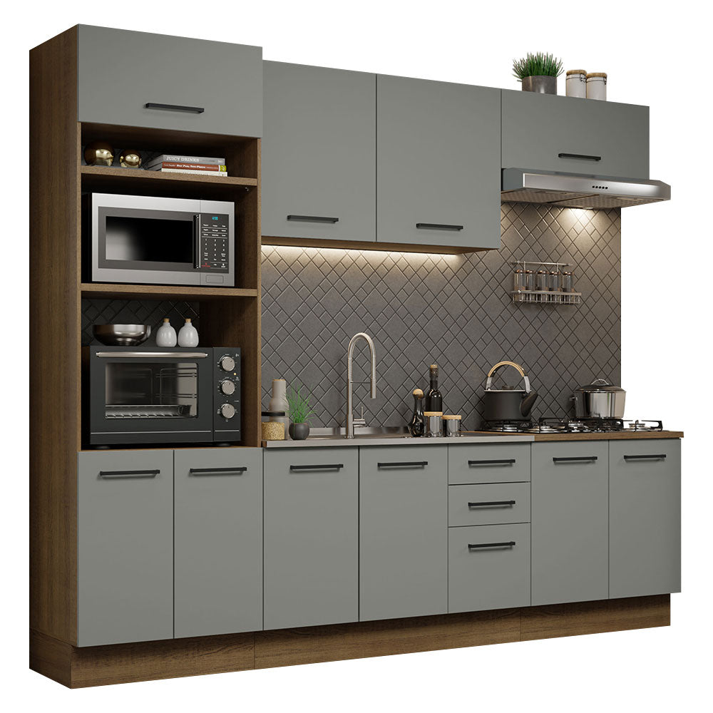 Combo Completo de Cocina 270 cm Marrón/Gris Agata Madesa 01