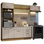 Combo completo de Cocina 270 cm 7 Puertas 2 Cajones Sin Mesada Marrón/Crema Agata Madesa